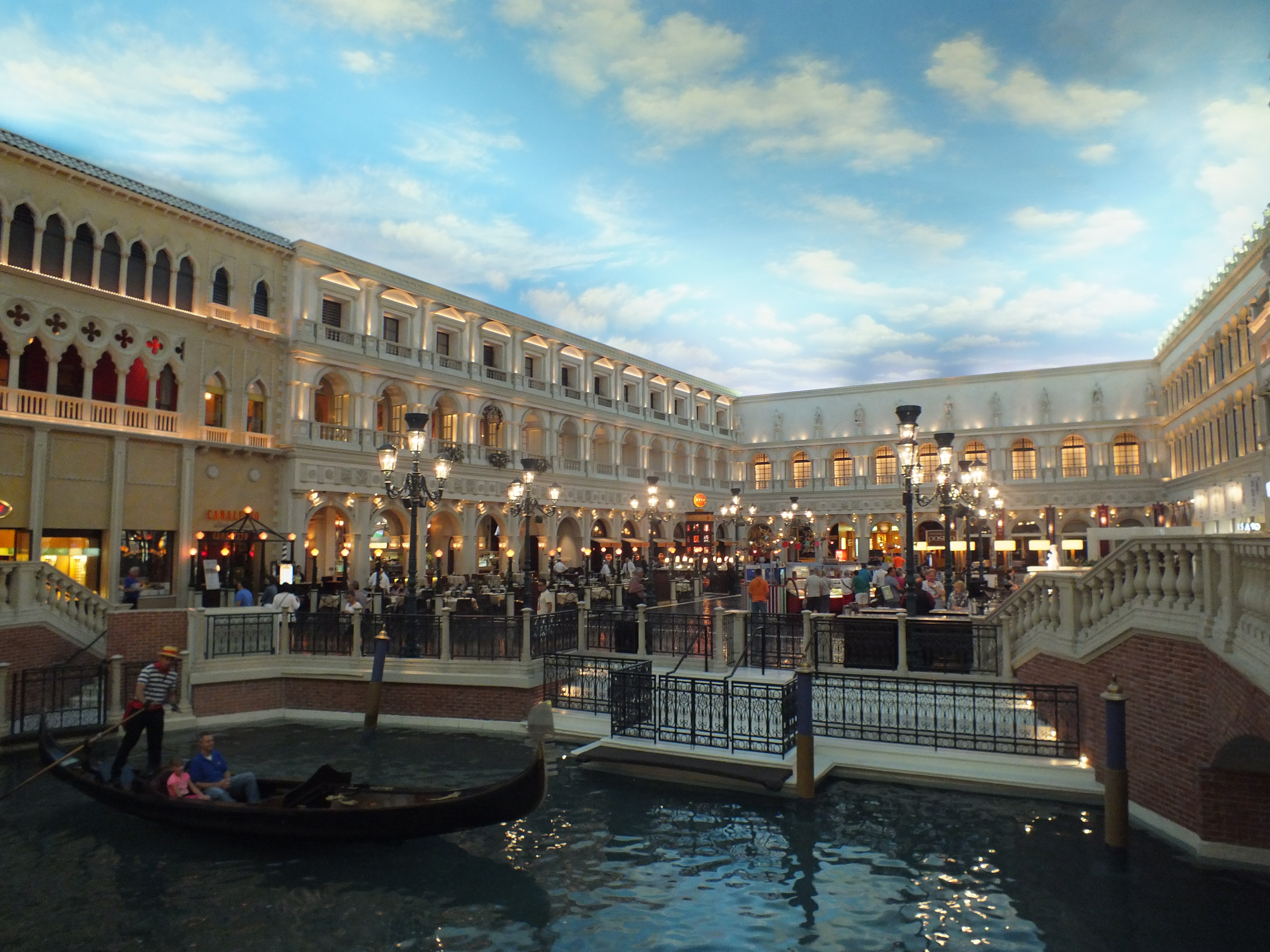 The upscale mall “Grand Canal Shoppes” inside the Venetian Palazzo Hotel  (ceiling is painted!) – Charlotteontheroad